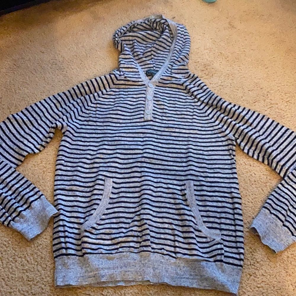 Blue gray stripped hooded light EXPRESS sweater